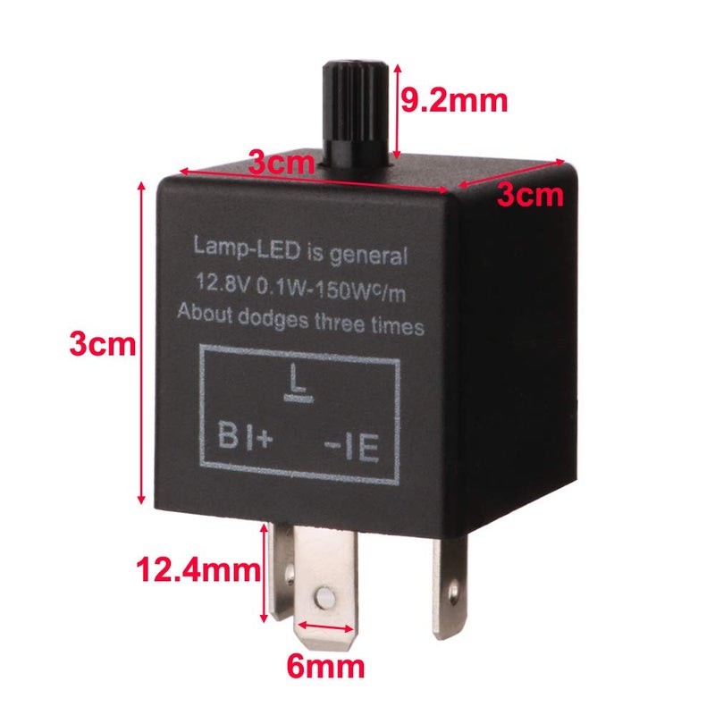 Gebildet 2 pieces 12V 3 Pin Electronic LED Flasher Relay 0.1W-150W c/m Motorcycle Turn Signal Adjustable Flasher CF-13KT, comes with 6pcs Terminals - Image 3